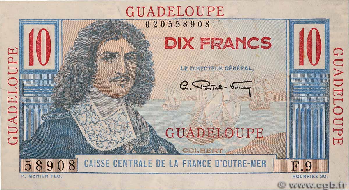10 Francs Colbert GUADELOUPE 1946 P.32 UNC