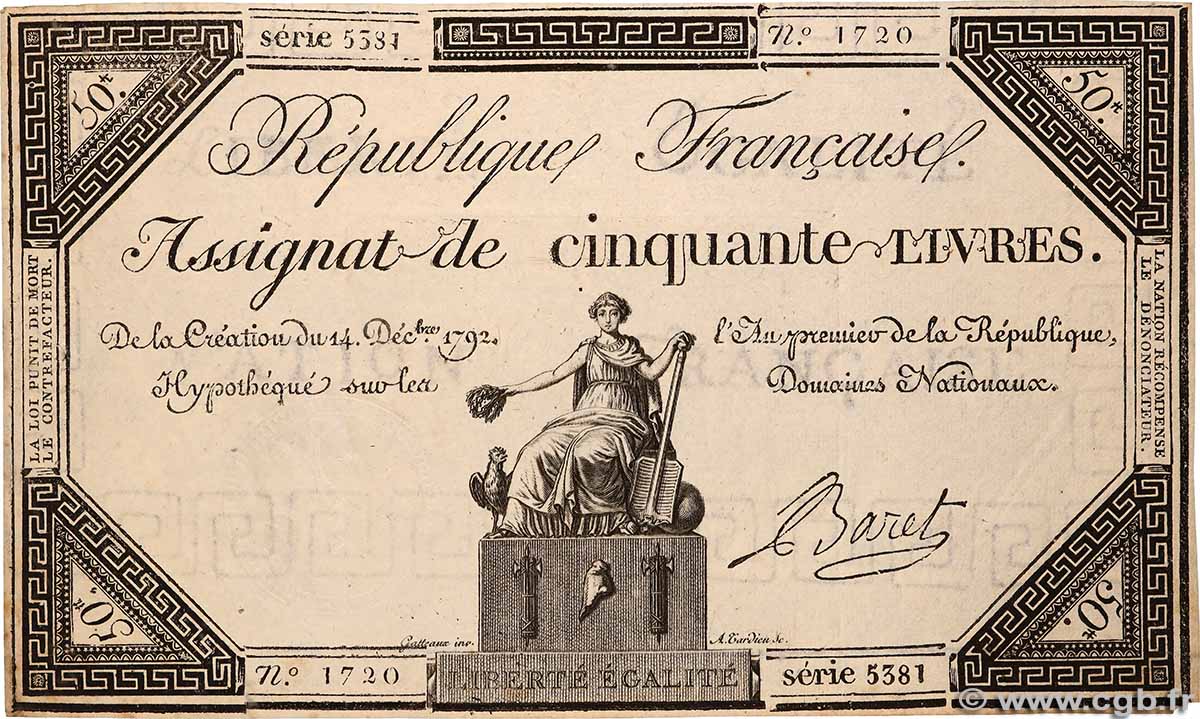 50 Livres FRANCIA 1792 Ass.39a q.SPL
