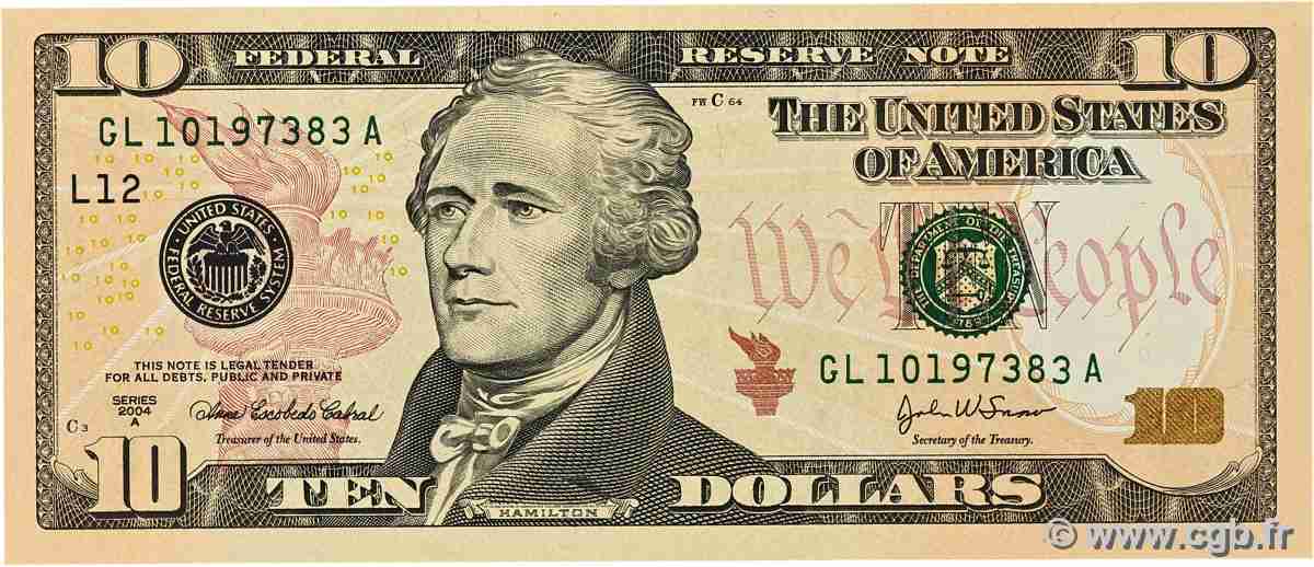 10 Dollars UNITED STATES OF AMERICA San Francisco 2004 P.520 UNC
