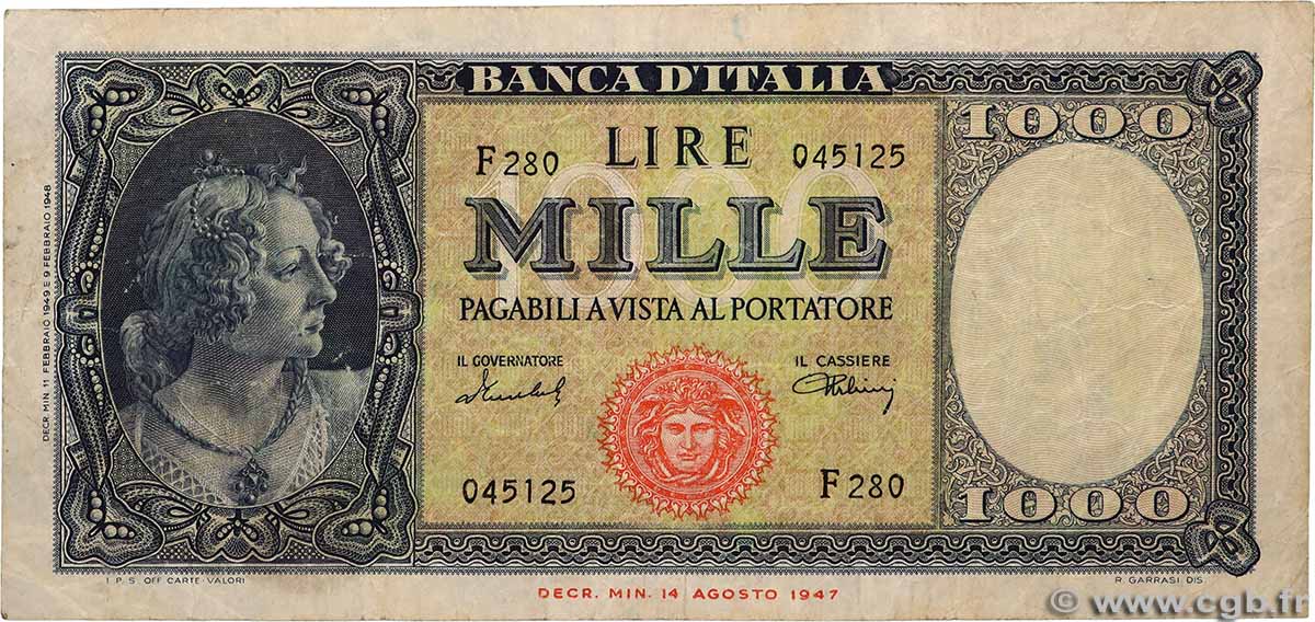 1000 Lire ITALIA 1947 P.083 MB
