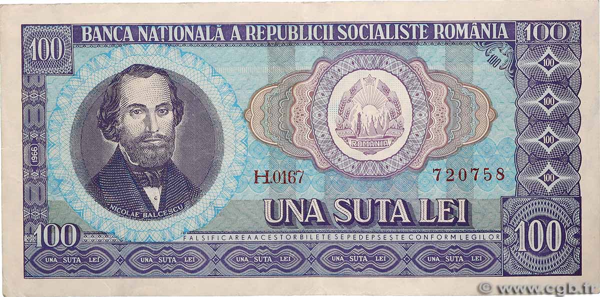 100 Lei ROMANIA 1966 P.097a BB