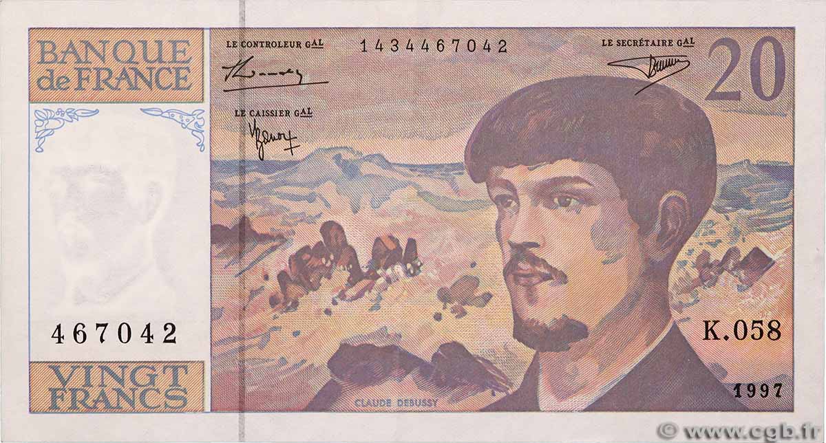 20 Francs DEBUSSY Modifié FRANCIA 1997 F.66ter.02 SPL