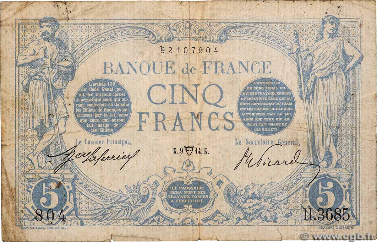 5 Francs BLEU FRANCE 1914 F.02.22 F+