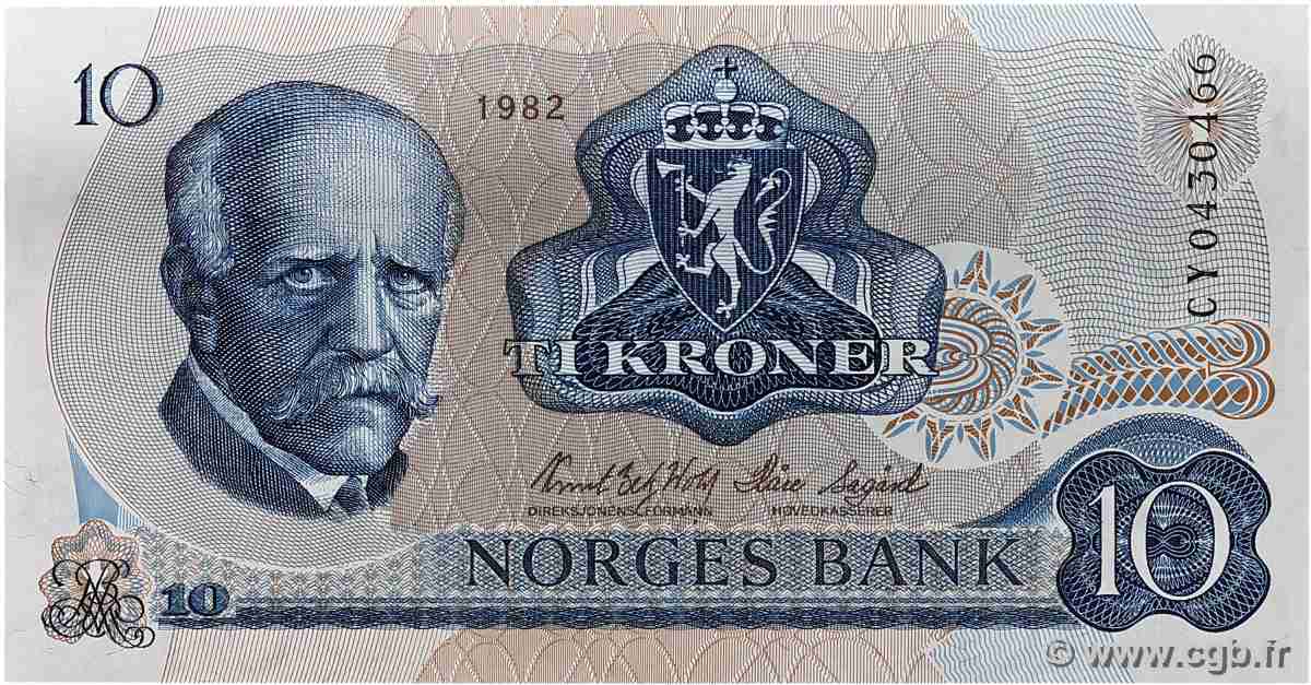 10 Kroner NORVÈGE 1982 P.36c SPL+