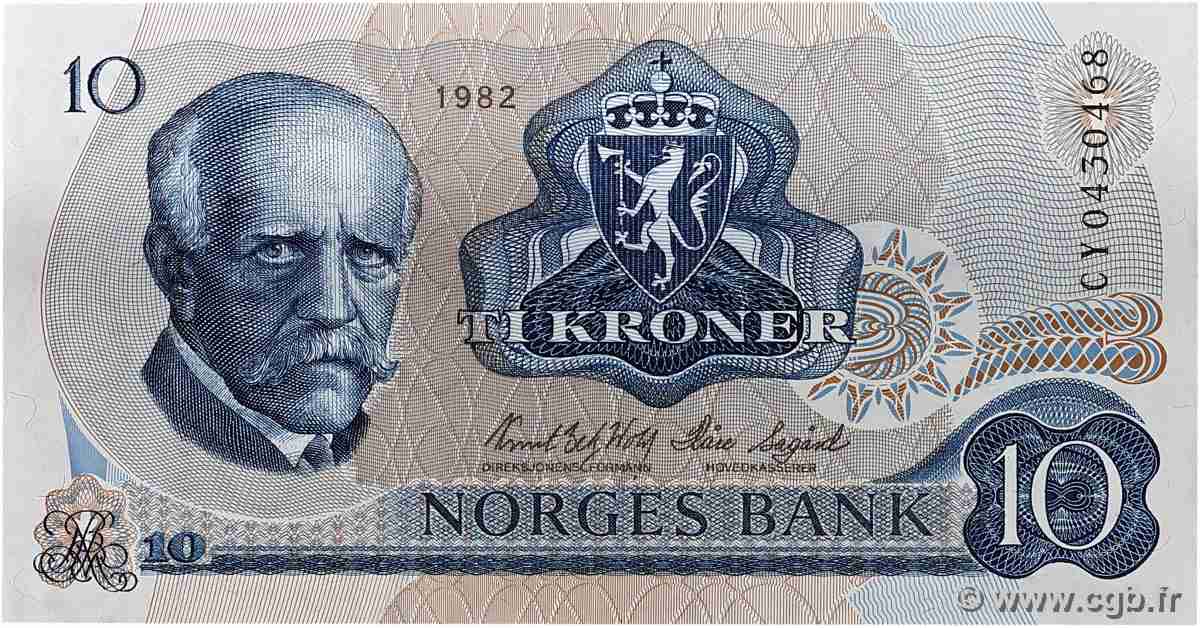 10 Kroner NORVÈGE 1982 P.36c SPL+