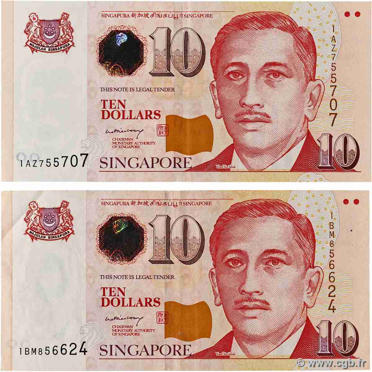 10 Dollars Lot SINGAPOUR 1999 P.40 TTB