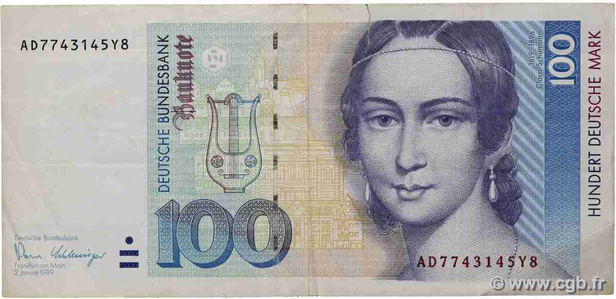 100 Deutsche Mark GERMAN DEMOCRATIC REPUBLIC 1989 P.41a VF-