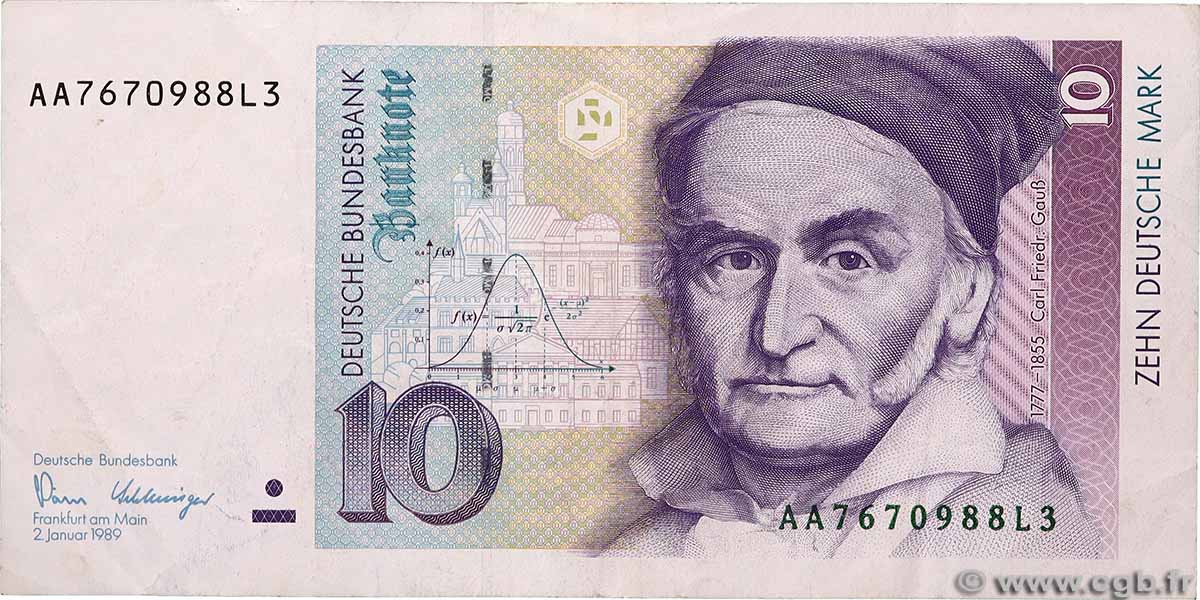 10 Deutsche Mark GERMAN FEDERAL REPUBLIC 1989 P.38a SS