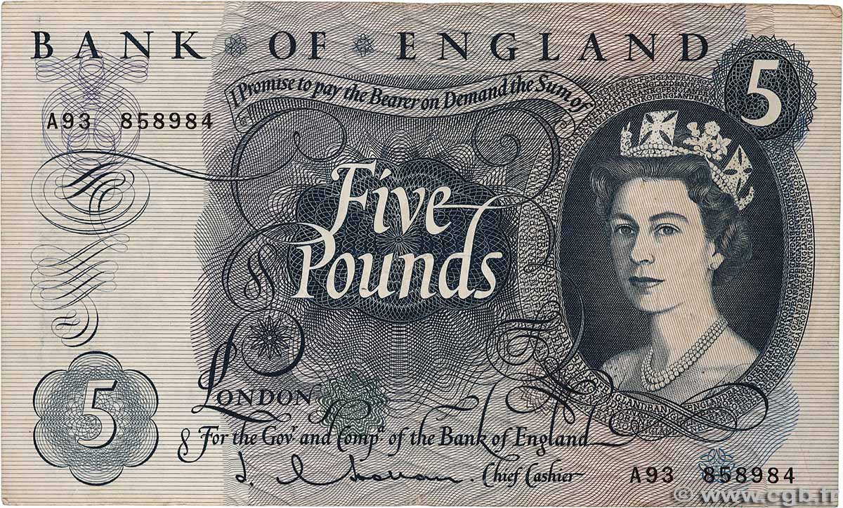 5 Pounds ENGLAND 1963 P.375a F+