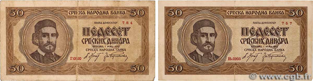 50 Dinara Lot SERBIEN 1942 P.29 S