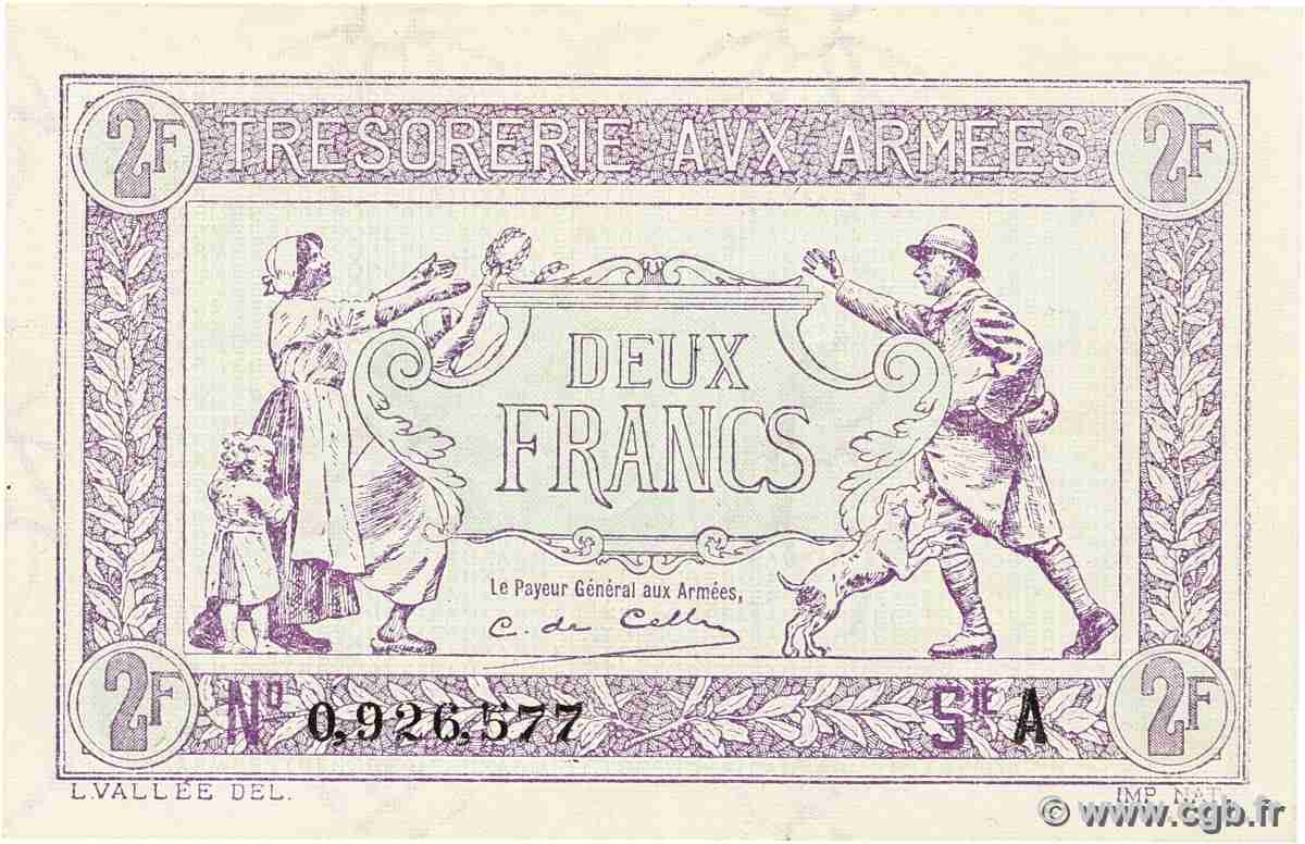 2 Francs TRÉSORERIE AUX ARMÉES FRANCE 1917 VF.05.01 SUP+