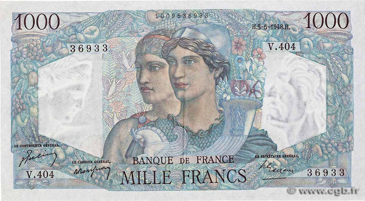 1000 Francs MINERVE ET HERCULE FRANCE 1948 F.41.20 XF+