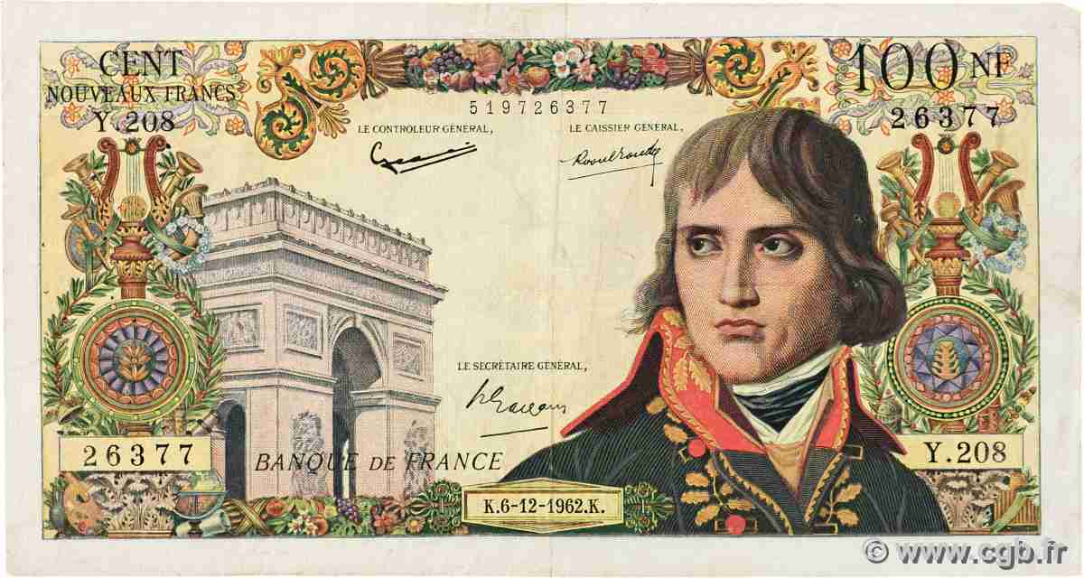 100 Nouveaux Francs BONAPARTE FRANKREICH 1962 F.59.18 fSS