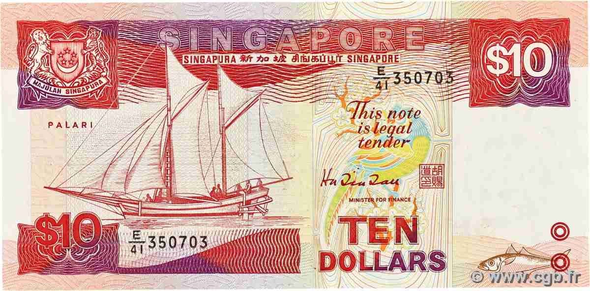 10 Dollars SINGAPORE 1988 P.20 VF+