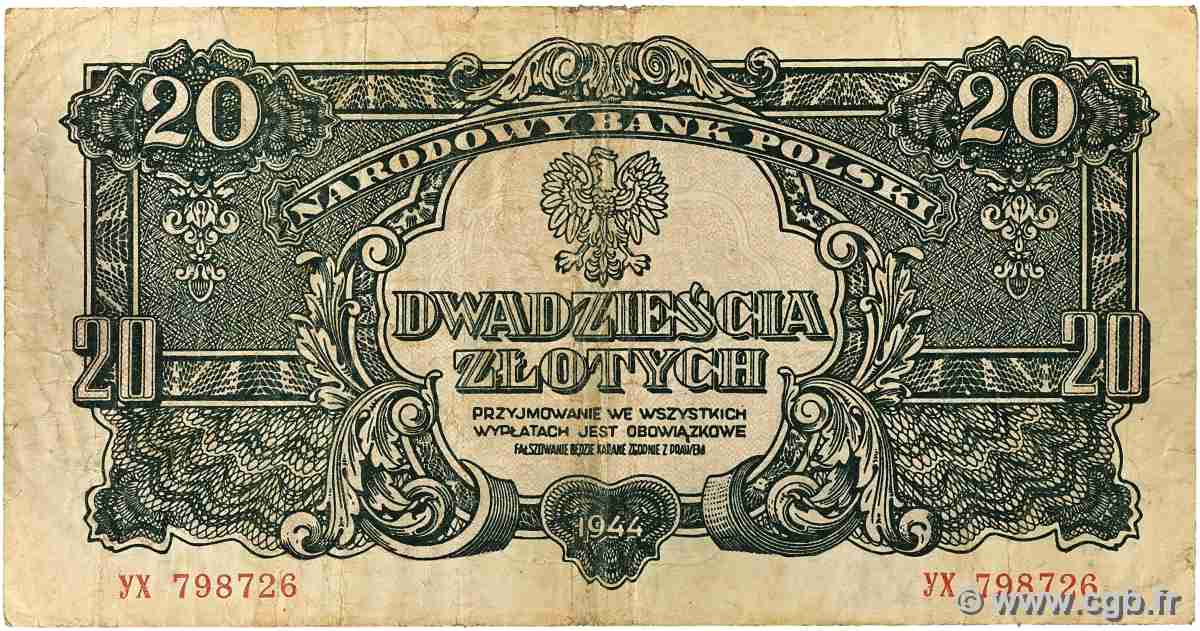 20 Zlotych POLEN 1944 P.113a S