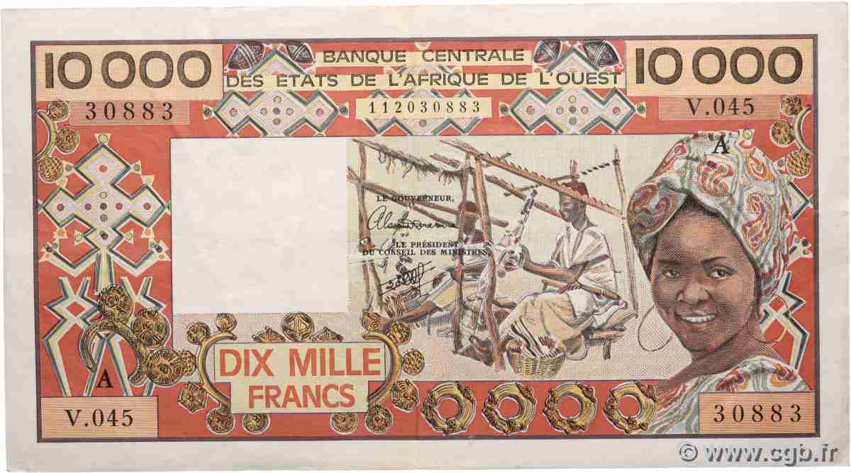 10000 Francs ESTADOS DEL OESTE AFRICANO 1989 P.109Aj MBC+