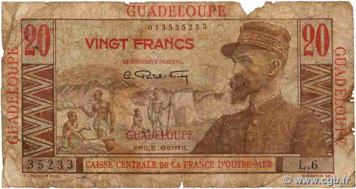 20 Francs Émile Gentil GUADELOUPE 1946 P.33 GE