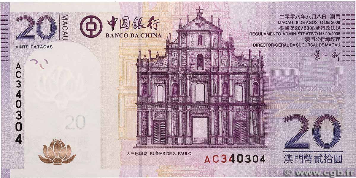 20 Patacas MACAO 2008 P.109a NEUF