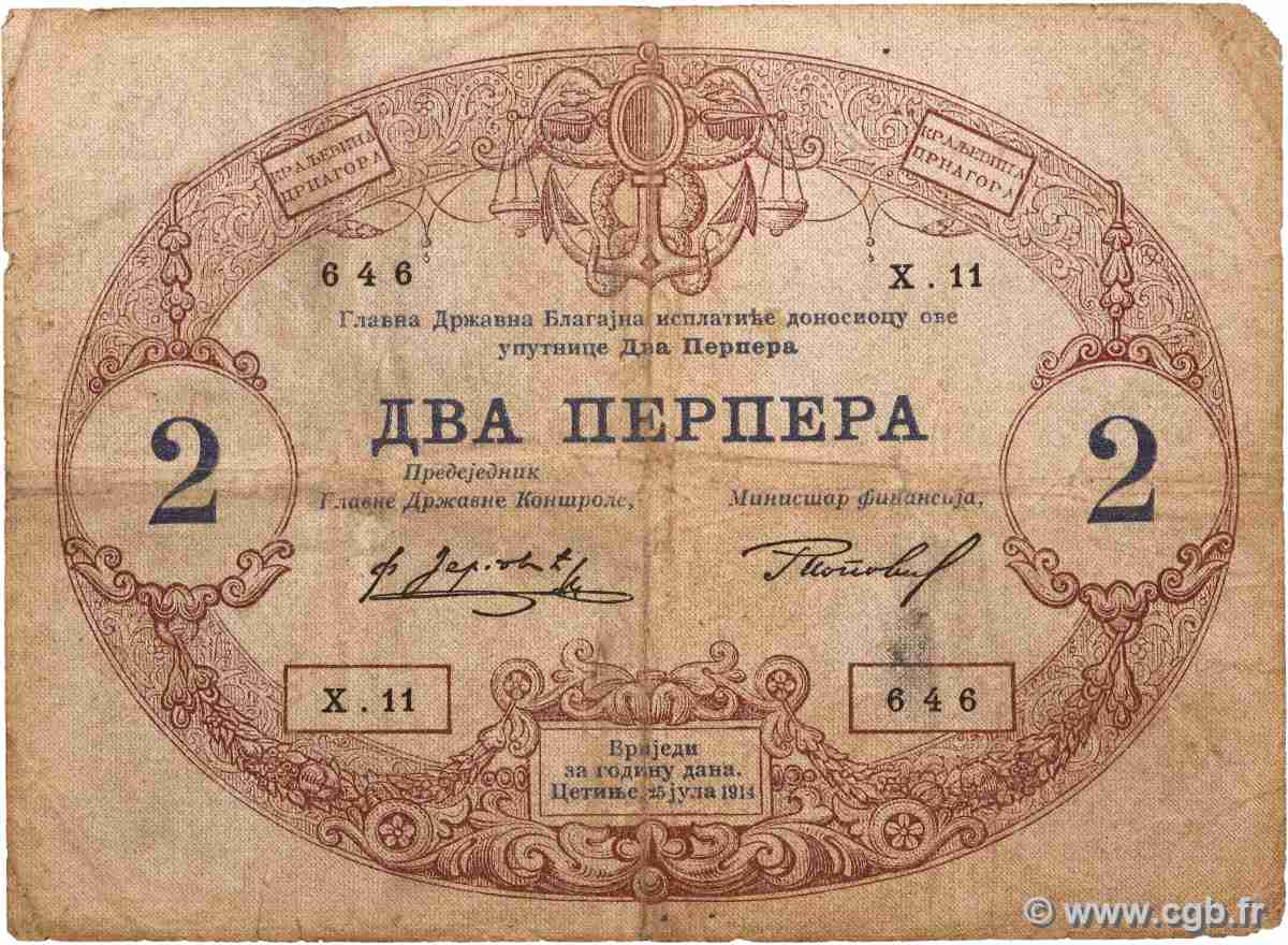 2 Perpera MONTENEGRO 1914 P.16 G