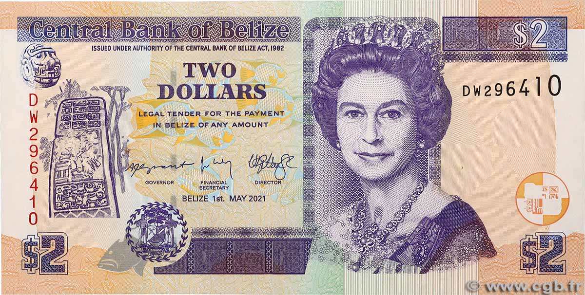 2 Dollars BELICE 2021 P.66g FDC