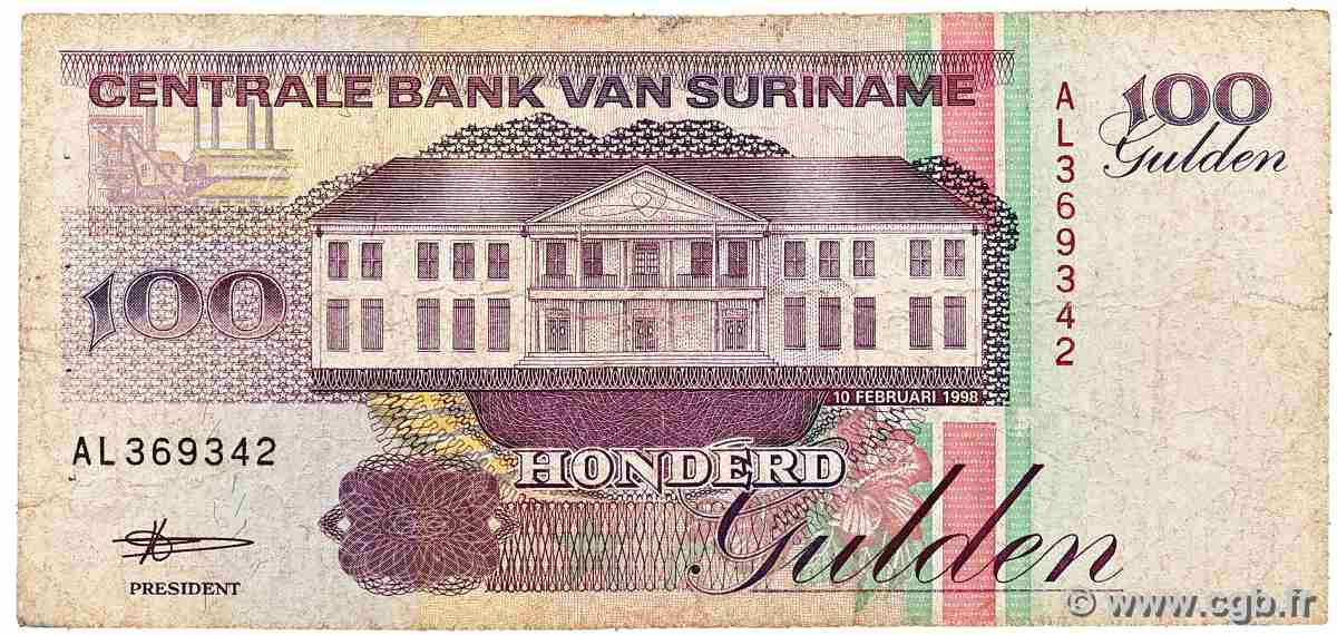 100 Gulden SURINAM 1998 P.139b VG