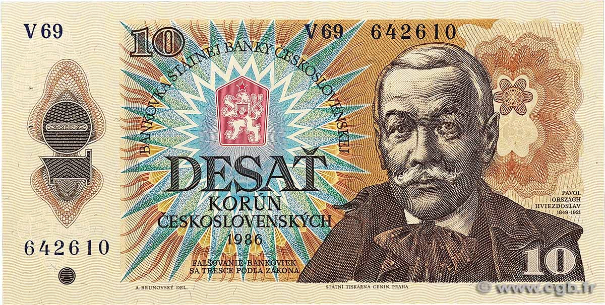 10 Korun CECOSLOVACCHIA 1986 P.094a SPL