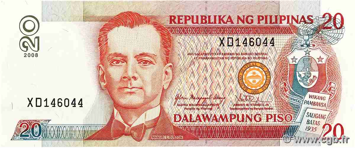 20 Piso FILIPPINE 2008 P.182j SPL