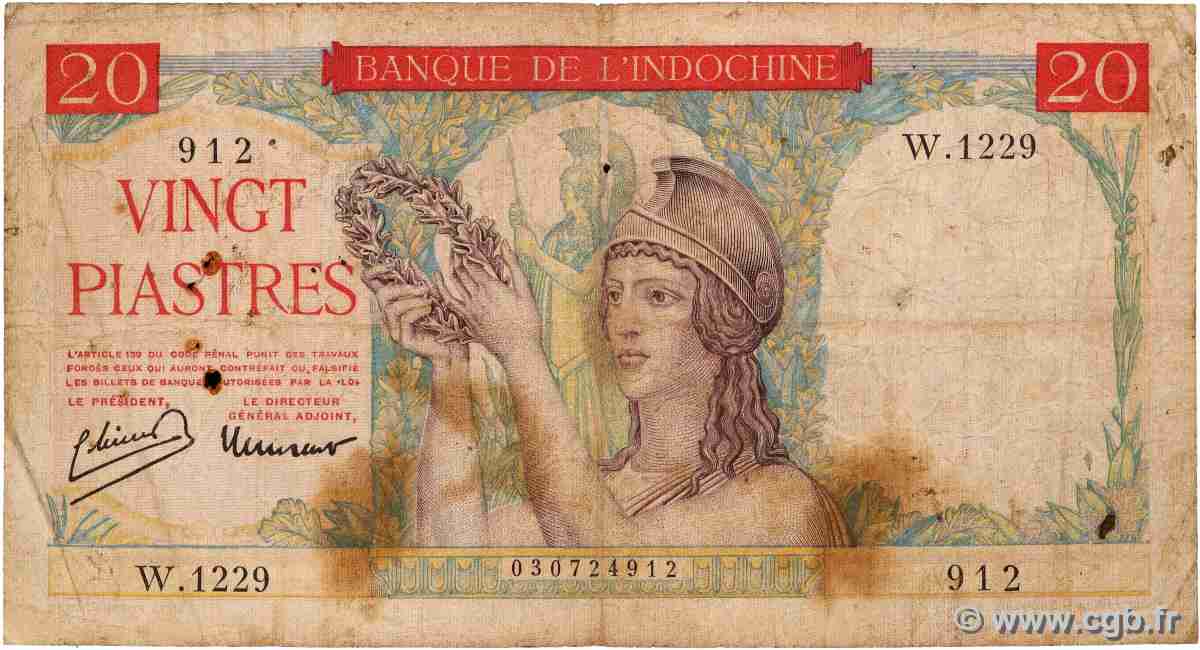20 Piastres INDOCINA FRANCESE 1949 P.081a B