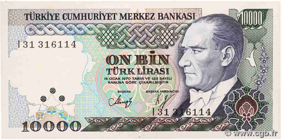 10000 Lira TURCHIA 1984 P.200 AU