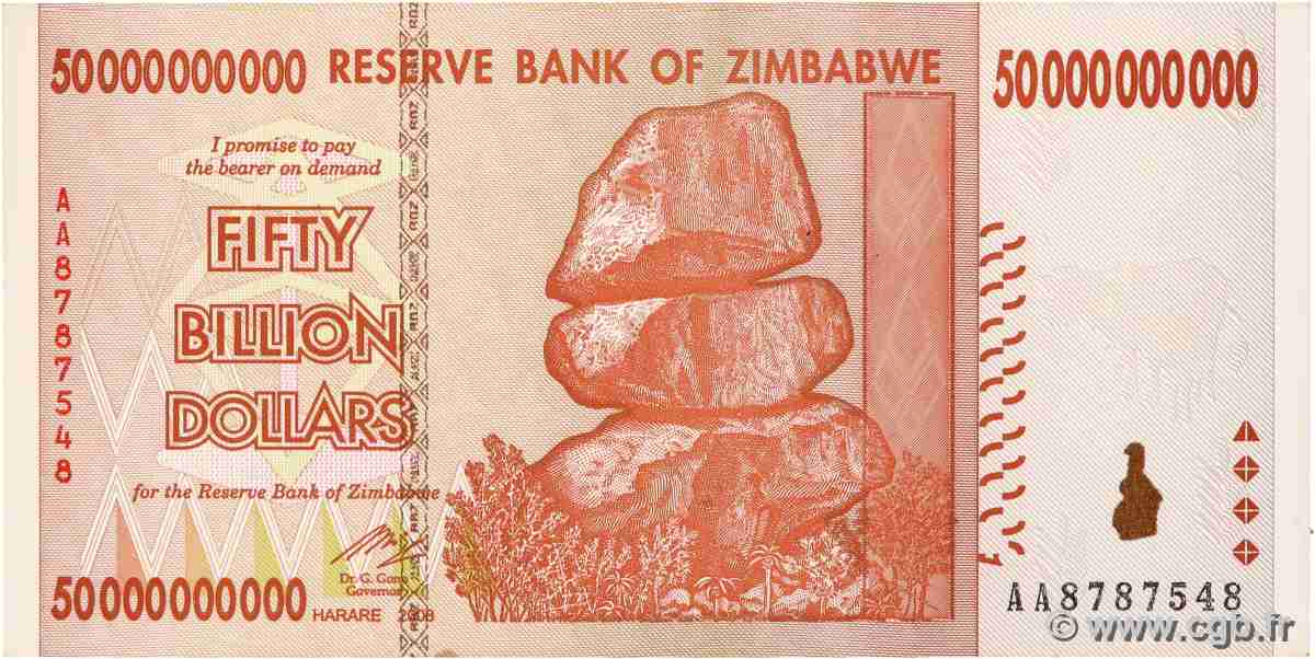 50 Billions Dollars ZIMBABWE 2008 P.87 AU+