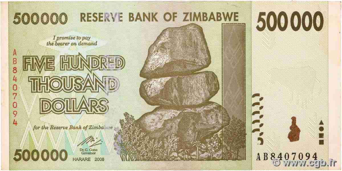 500000 Dollars ZIMBABWE 2008 P.76 q.FDC