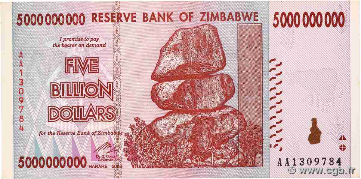 5 Billions Dollars ZIMBABWE 2008 P.84 FDC