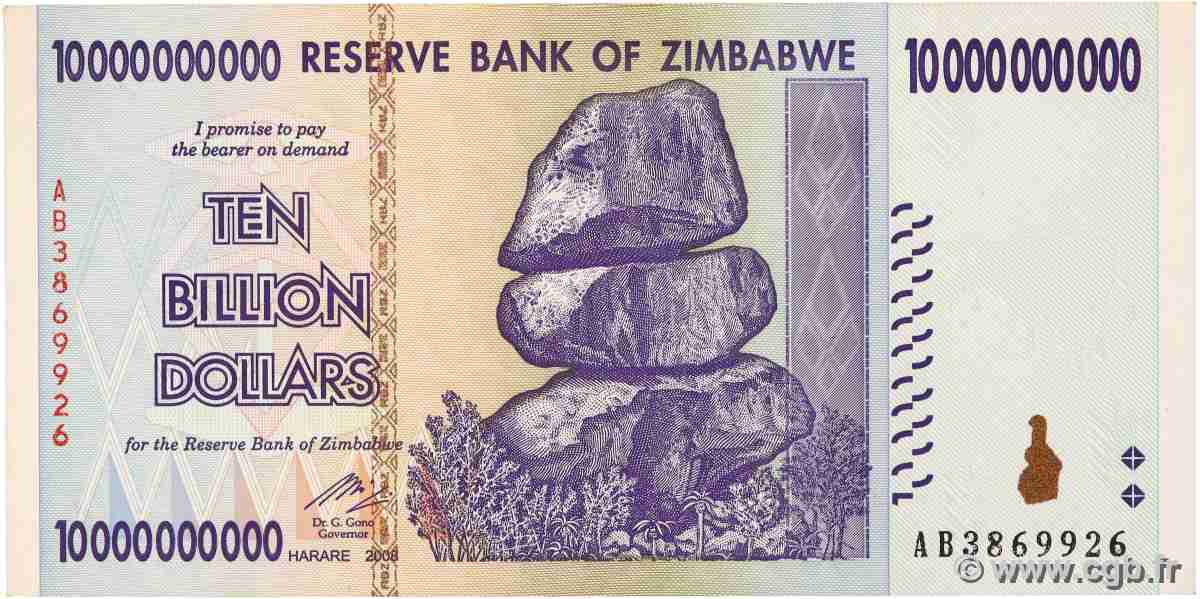 10 Billions Dollars ZIMBABWE 2008 P.85 SPL