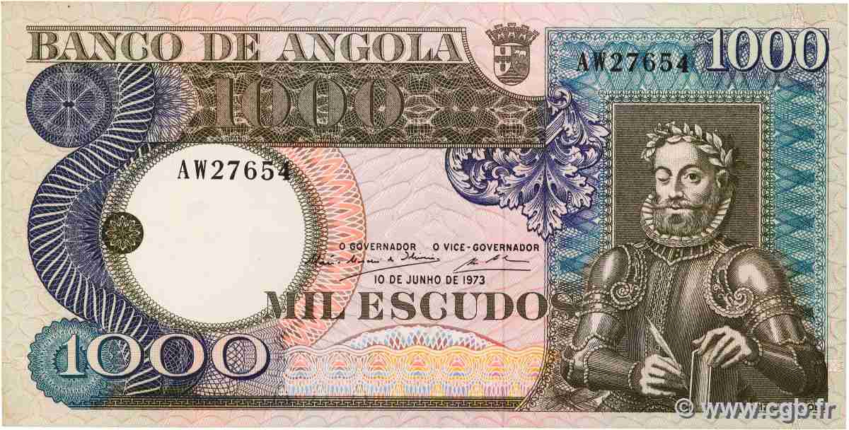 1000 Escudos ANGOLA 1973 P.108 AU