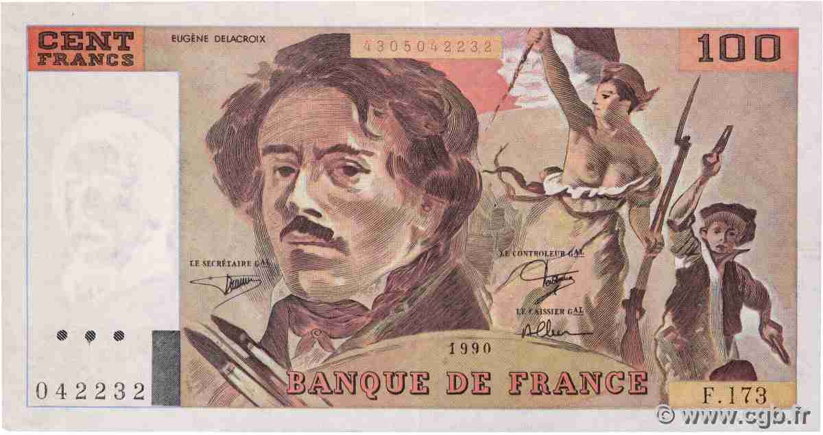 100 Francs DELACROIX imprimé en continu FRANCIA 1990 F.69bis.02c BB