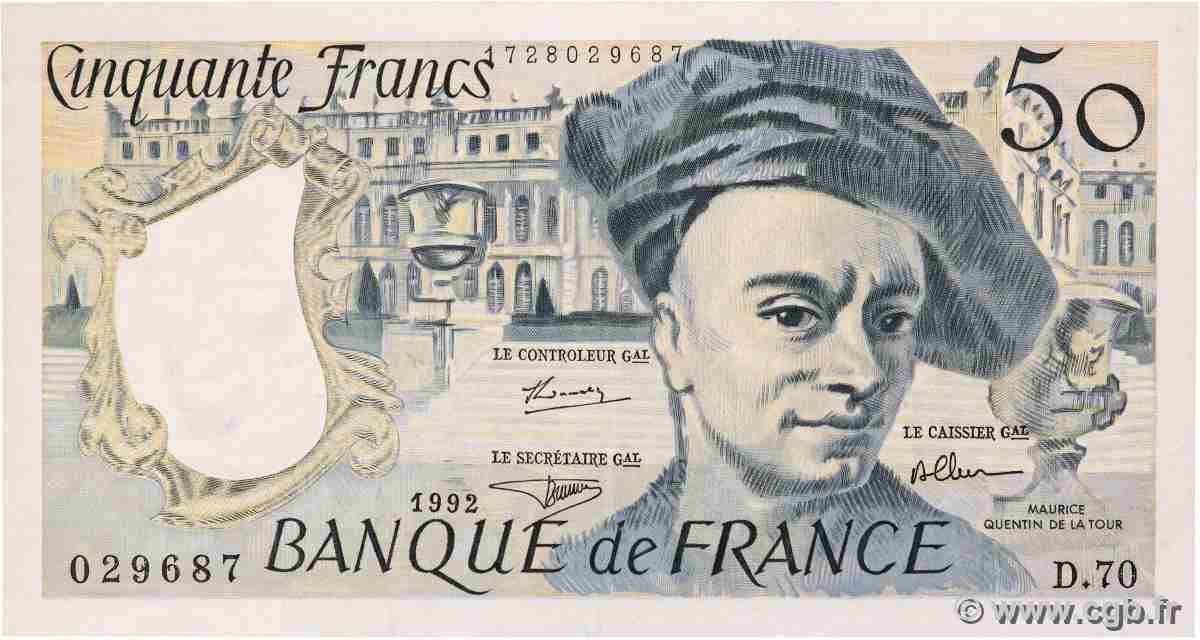 50 Francs QUENTIN DE LA TOUR FRANCIA 1992 F.67.18 BB