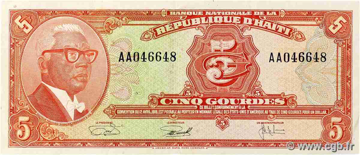 5 Gourdes HAÏTI 1967 P.202a TTB+