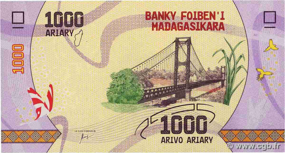 1000 Ariary MADAGASCAR 2017 P.100 FDC