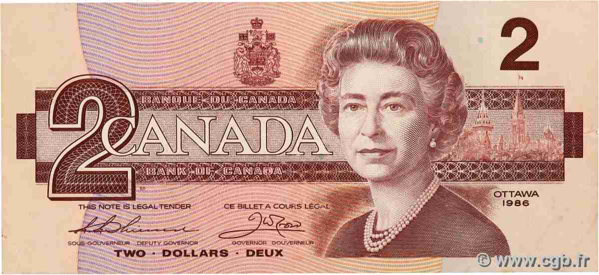2 Dollars CANADA 1986 P.094b q.BB