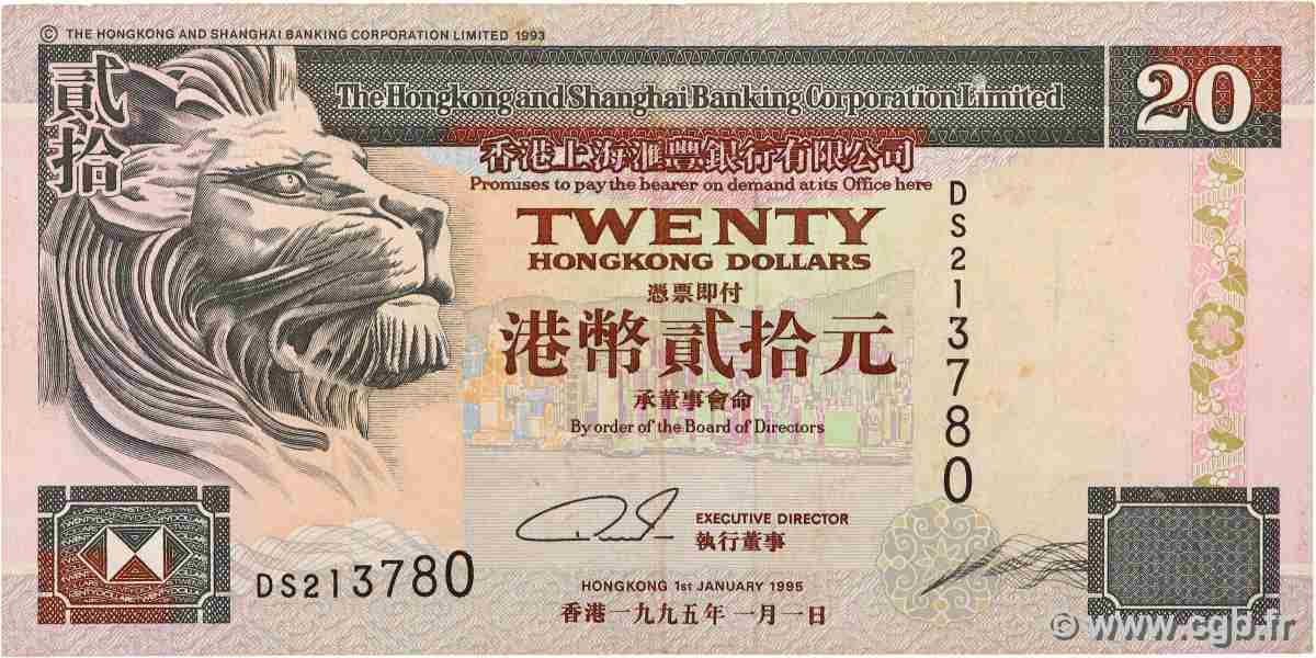 20 Dollars HONG KONG 1995 P.201b q.BB