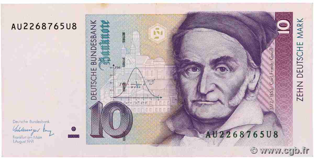 10 Deutsche Mark ALLEMAGNE FÉDÉRALE 1991 P.38b TTB