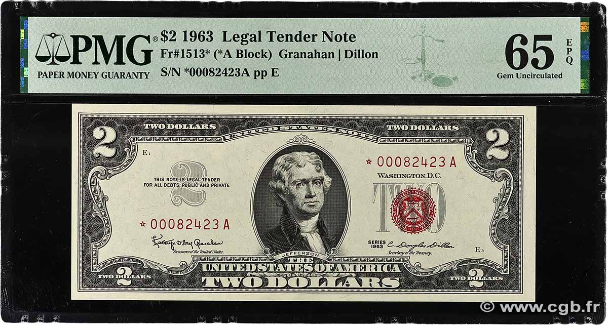 2 Dollars Remplacement ÉTATS-UNIS D AMÉRIQUE 1963 P.382ar NEUF