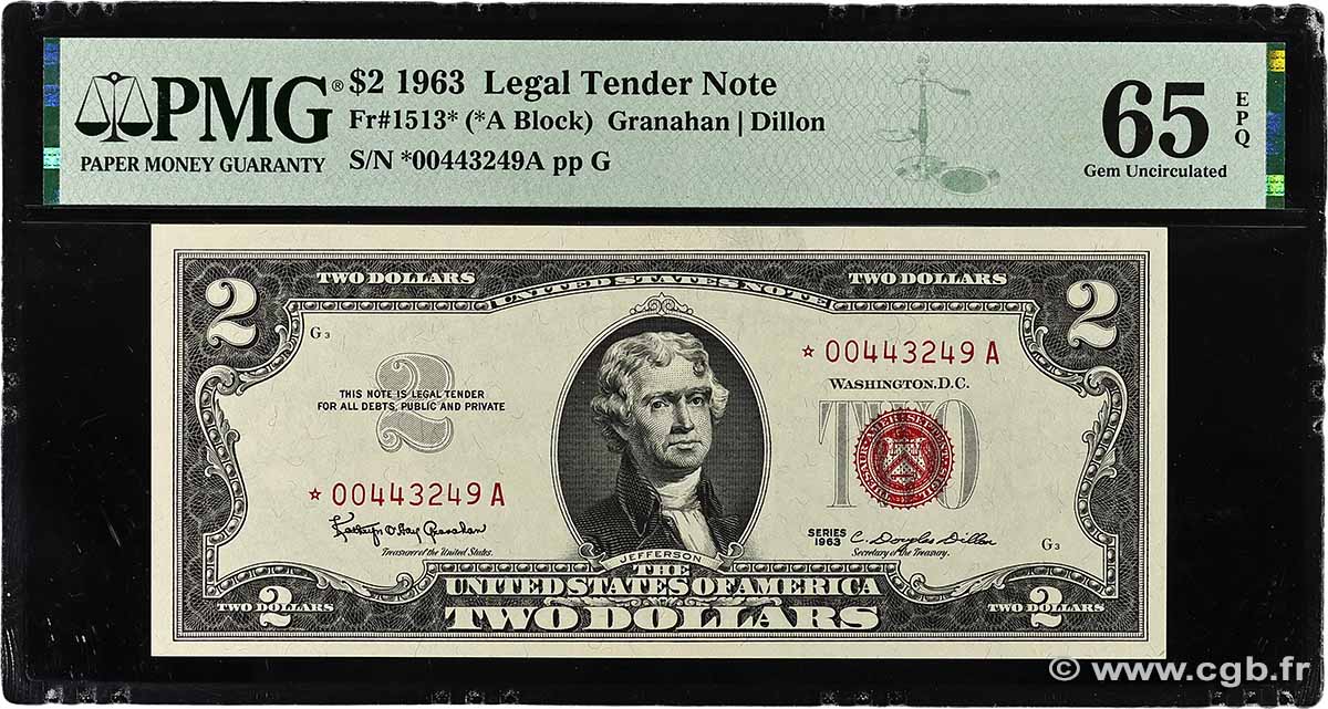 2 Dollars Remplacement UNITED STATES OF AMERICA 1963 P.382ar UNC
