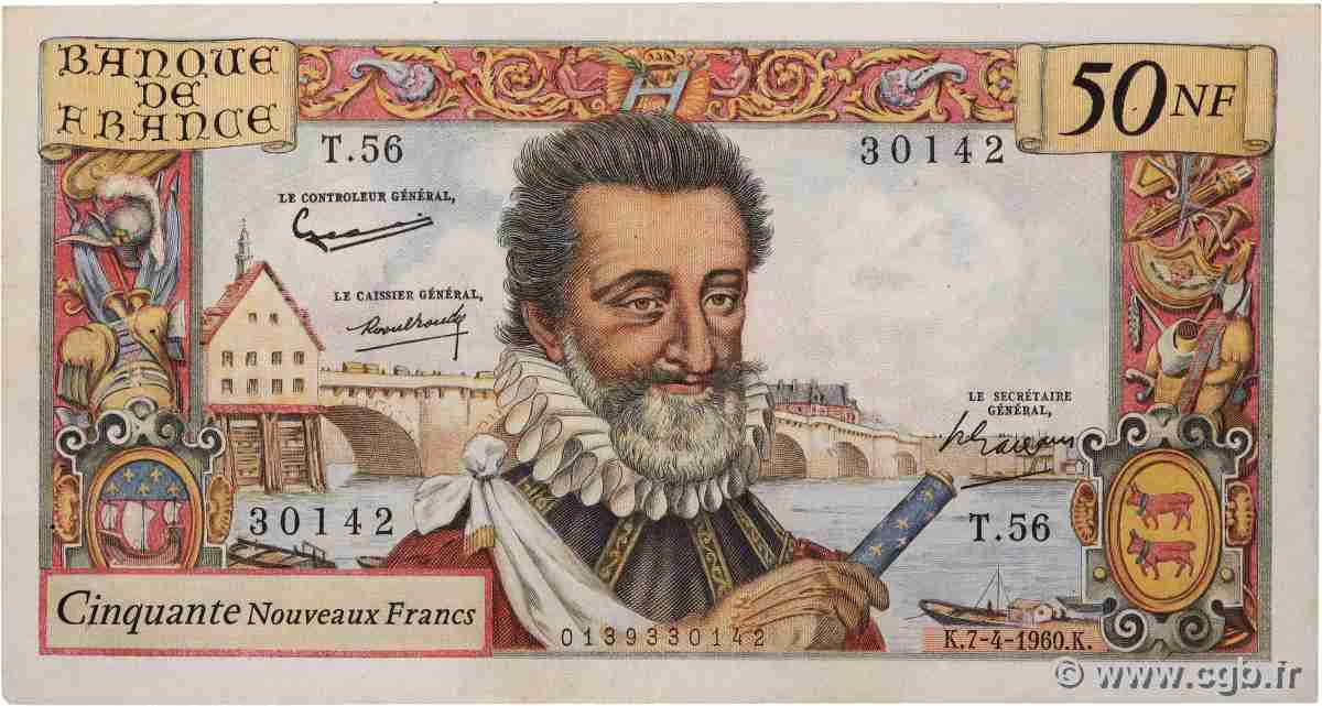 50 Nouveaux Francs HENRI IV FRANCE 1960 F.58.05 TTB