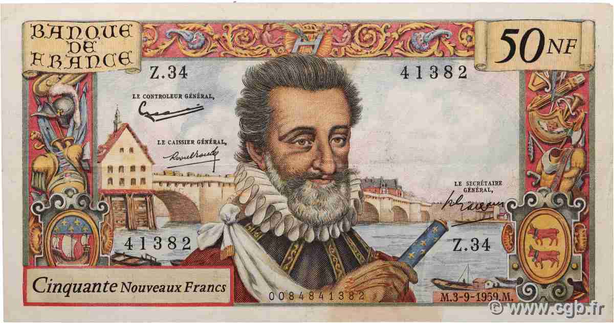 50 Nouveaux Francs HENRI IV FRANKREICH 1959 F.58.03 SS