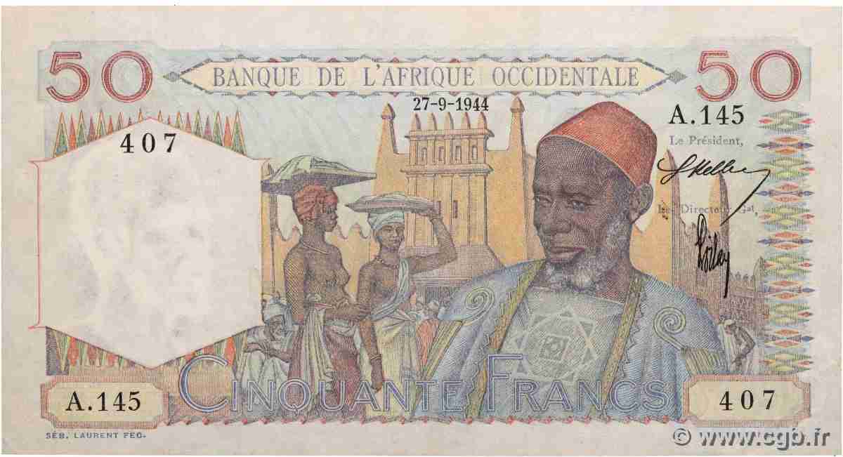 50 Francs FRENCH WEST AFRICA 1944 P.39 q.SPL