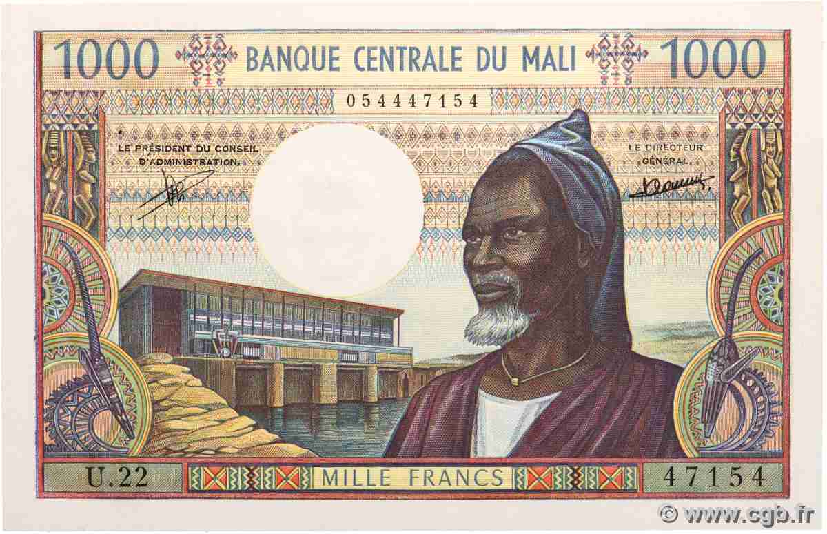 1000 Francs MALI 1970 P.13c AU