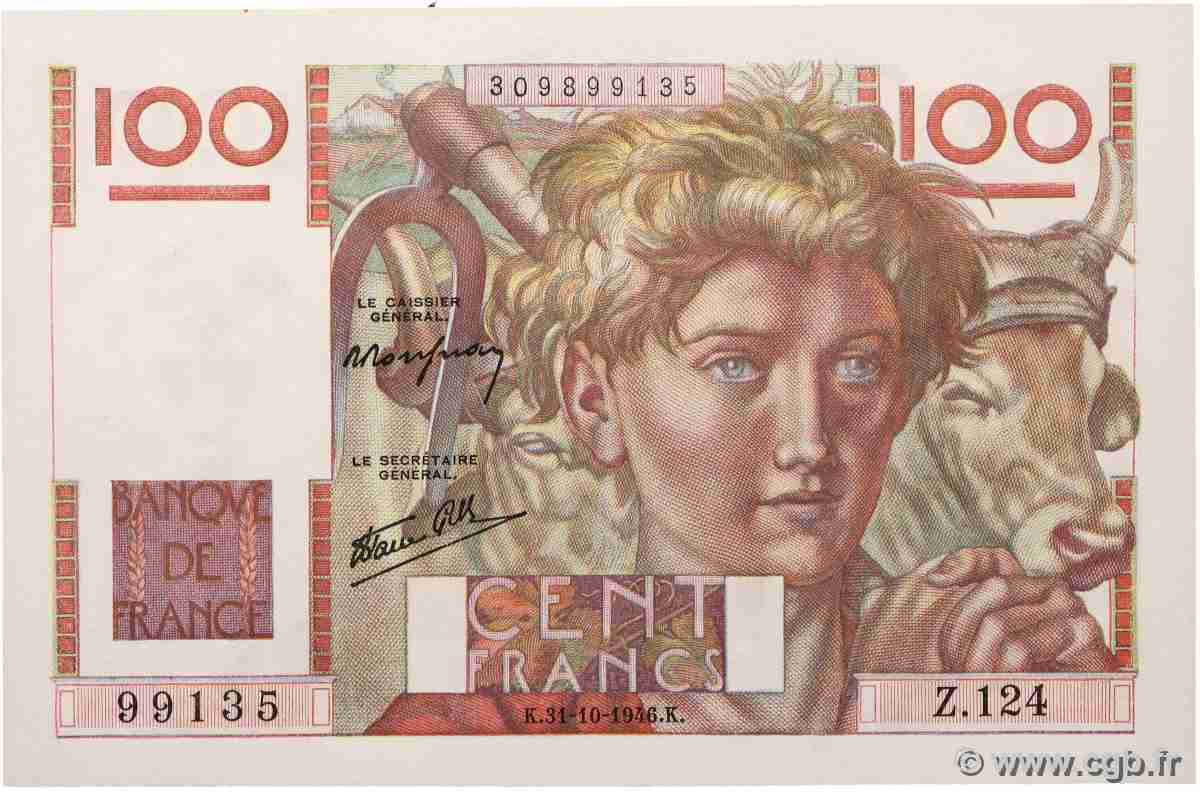 100 Francs JEUNE PAYSAN FRANCE 1946 F.28.10 AU
