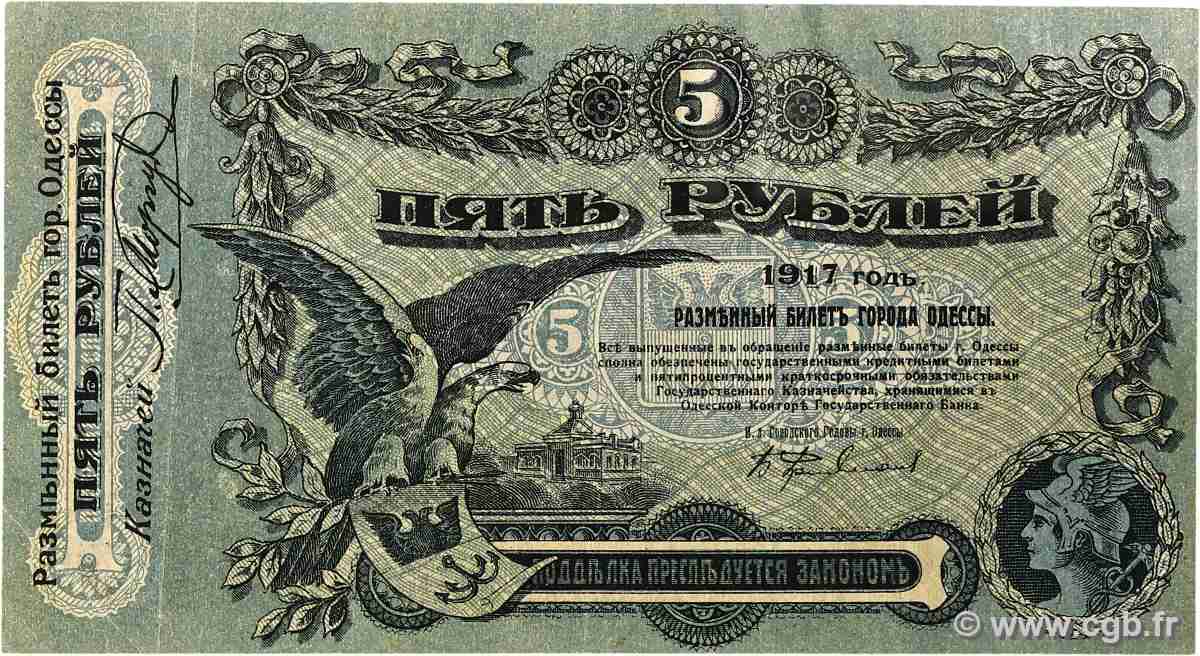 5 Roubles RUSSIA Odessa 1917 PS.0335 XF