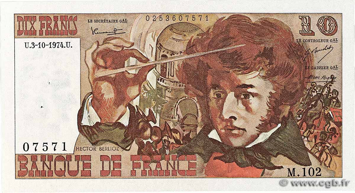 10 Francs BERLIOZ FRANCE 1974 F.63.07a VF+